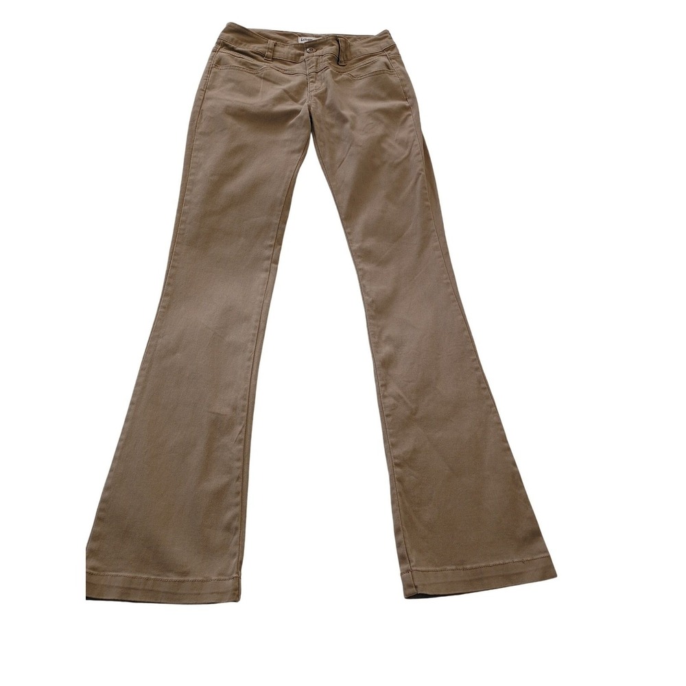 Bebop Womens Khaki Flare Leg Pants Tan Mid Rise Bootcut Trousers Size 7